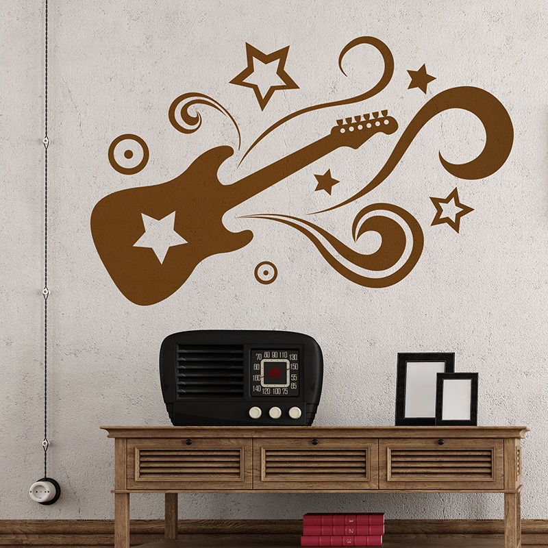 Wandtattoos: E-Gitarre mit Sternen