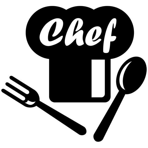 Wandtattoos: Chef mit Kochm&uuml;tze und Besteck
