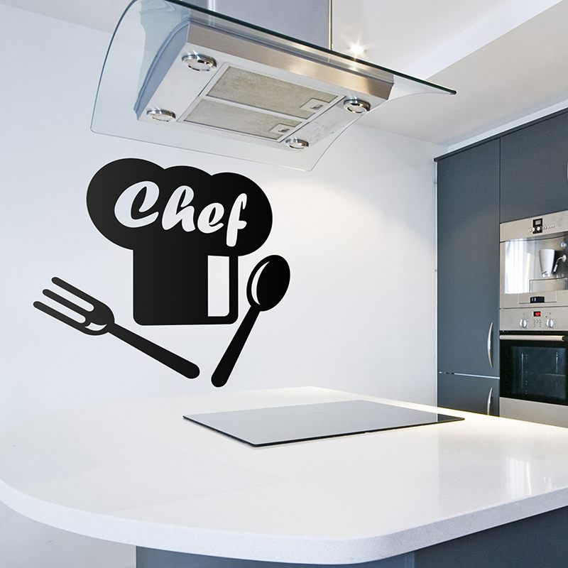 Chef mit Kochm&uuml;tze und Besteck 2/2