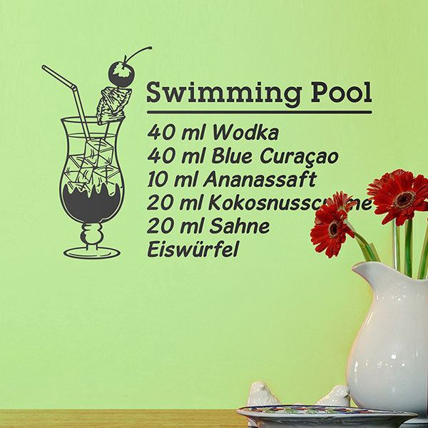 Wandtattoos: Cocktail Swimming Pool - deutsch