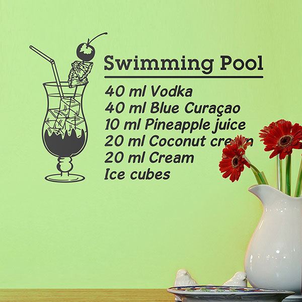 Wandtattoo Cocktail Swimming Pool englisch