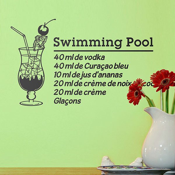 Wandtattoos: Cocktail Swimming Pool - französisch