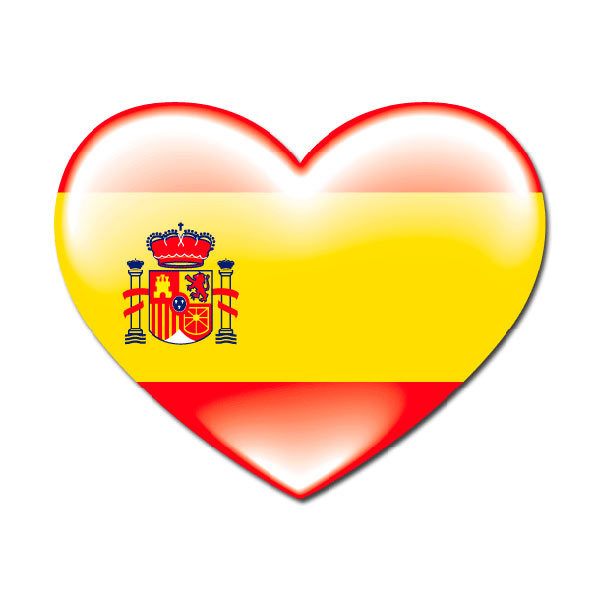 Aufkleber: Flagge Herz-Spanien