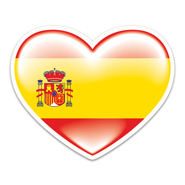 Aufkleber: Flagge Herz-Spanien