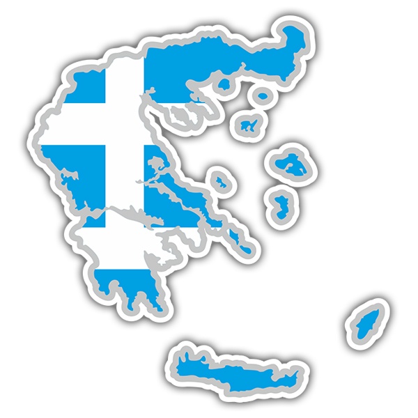 Aufkleber: Karte Flagge Griechenland