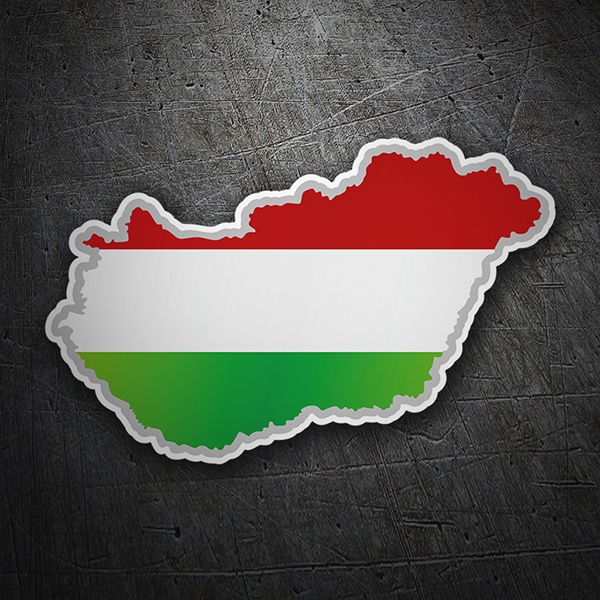 Aufkleber: Karte Flagge Ungarn 1