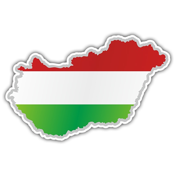 Aufkleber: Karte Flagge Ungarn