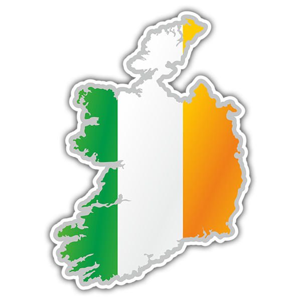 Aufkleber: Karte Flagge Irland