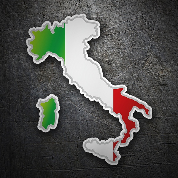 Aufkleber: Karte Flagge Italien