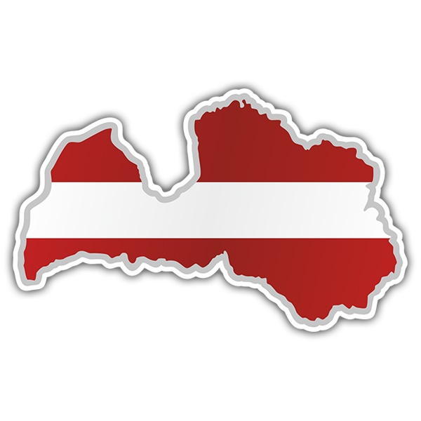 Aufkleber: Karte Flagge Lettland