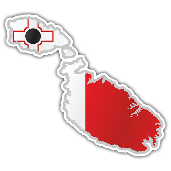 Aufkleber: Karte Flagge Malta 0