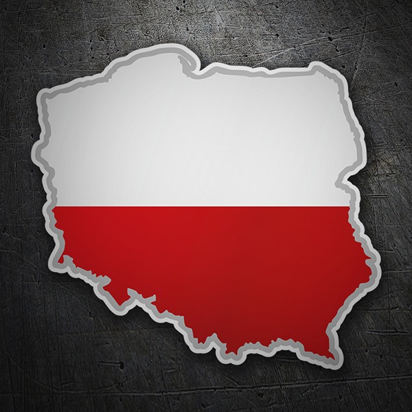 Aufkleber: Karte Flagge Polens 1