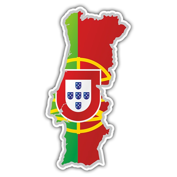 Aufkleber: Karte Flagge Portugal