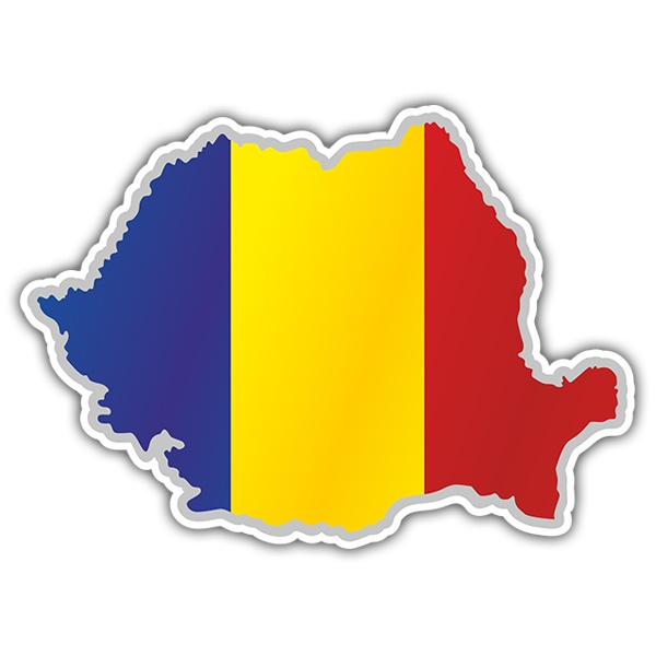 Aufkleber: Karte Flagge Rumänien
