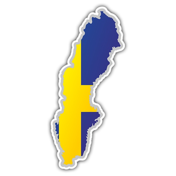 Aufkleber: Karte Flagge Schweden