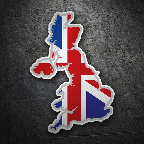 Aufkleber: Karte Flagge Vereinigtes Königreich Union Jack