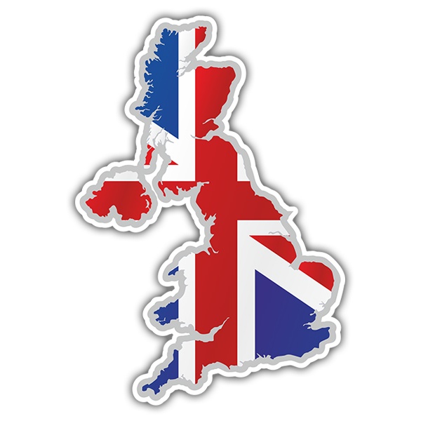 Aufkleber: Karte Flagge Vereinigtes Königreich Union Jack
