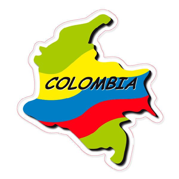 Aufkleber: Karte Flagge Kolumbien