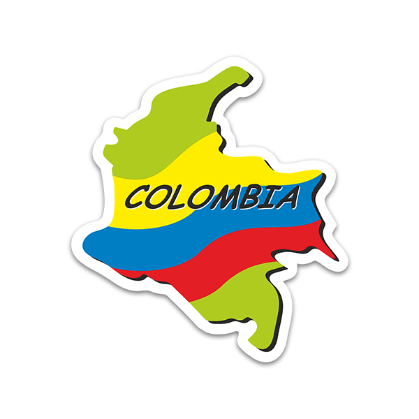 Aufkleber: Karte Flagge Kolumbien