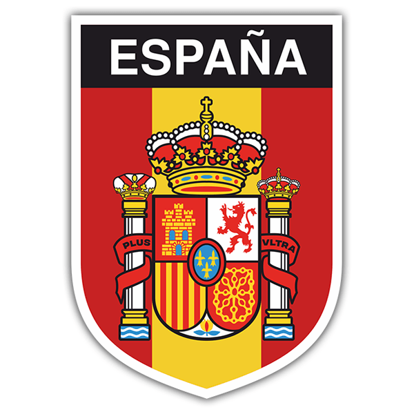 Aufkleber: Spanien-Flagge mit Wappen vertikale