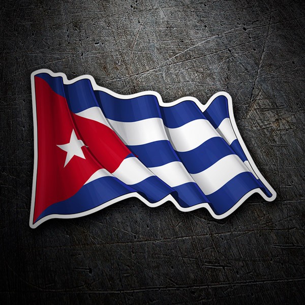 Aufkleber: Flagge von Kuba winken