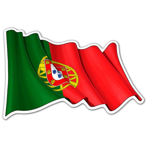 Aufkleber: Flagge von Portugal winken