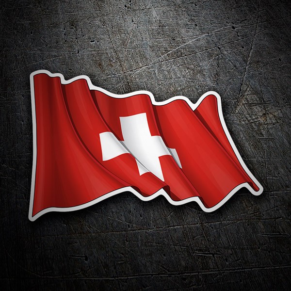 Aufkleber: Flagge der Schweiz winken
