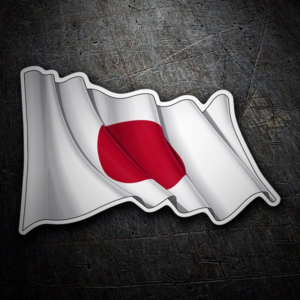 Aufkleber: Flagge von Japan winken