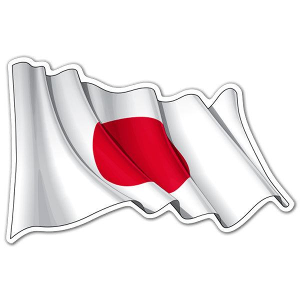 Aufkleber: Flagge von Japan winken