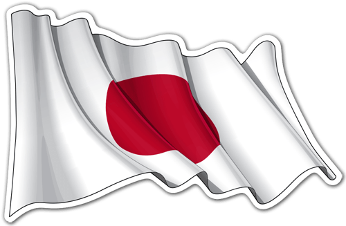 Aufkleber: Flagge von Japan winken