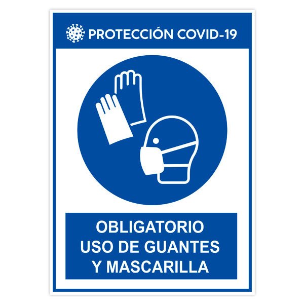 Aufkleber: Schutz covid19 Verwendung von Handschuhen und Mask