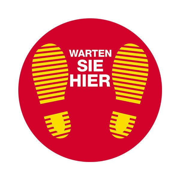 Aufkleber: Covid19 Rot Warten Sie Hier