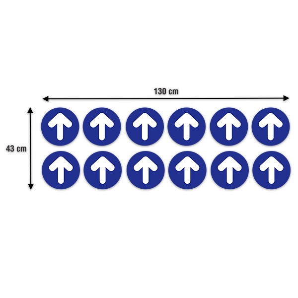 Aufkleber: Set 12X Blaue und weiße Bodenpfeile Pfeile