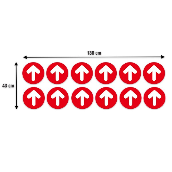 Aufkleber: Set 12X Rote und Weiße Bodenpfeile Pfeile