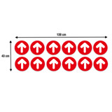 Aufkleber: Set 12X Rote und Weiße Bodenpfeile Pfeile 3