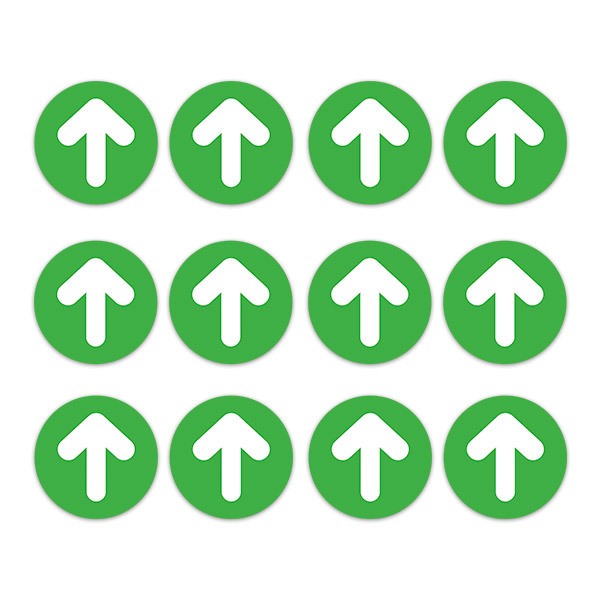 Aufkleber: Set 12X Grüne und Weiße Bodenpfeile Pfeile