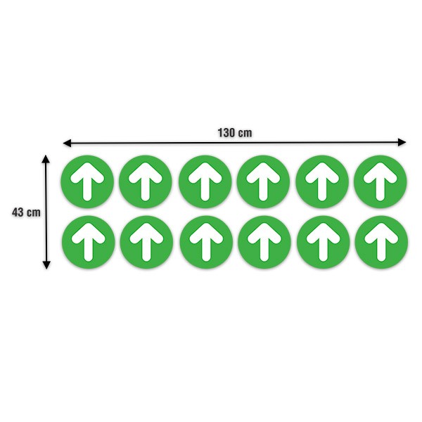 Aufkleber: Set 12X Grüne und Weiße Bodenpfeile Pfeile
