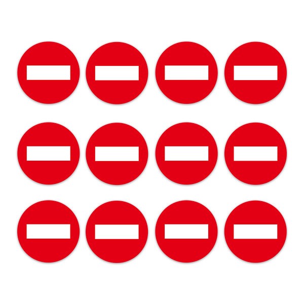 Aufkleber: Set 12X Verbotene Zeichen Pfeile