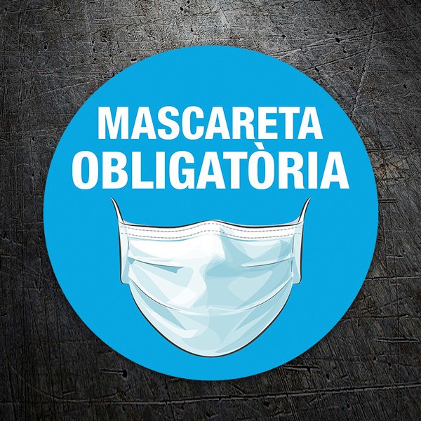 Aufkleber: Covid19 Schutz Verwendung der Maske auf Katalanisc