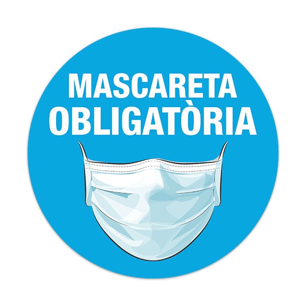 Aufkleber: Covid19 Schutz Verwendung der Maske auf Katalanisc