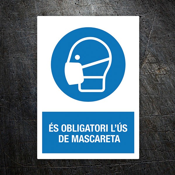 Aufkleber: Covid19 Schutz Obligatorische Maske Katalanisch
