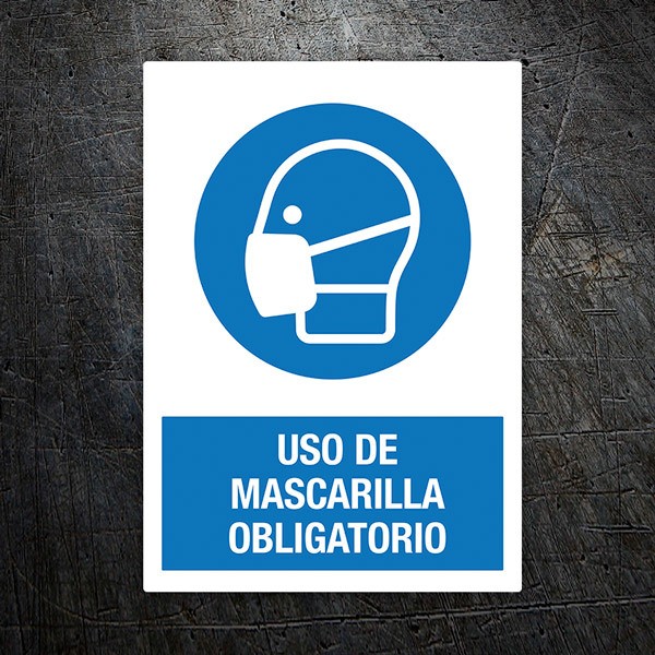 Aufkleber: Covid19 Schutz Obligatorische Maske auf Spanisch