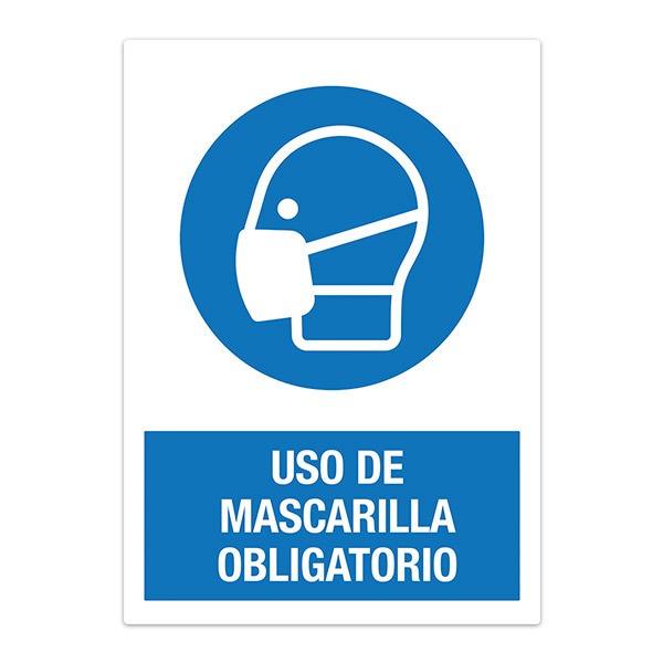 Aufkleber: Covid19 Schutz Obligatorische Maske auf Spanisch