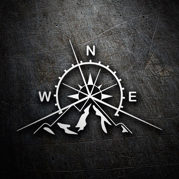 Aufkleber: Berge und Windrose