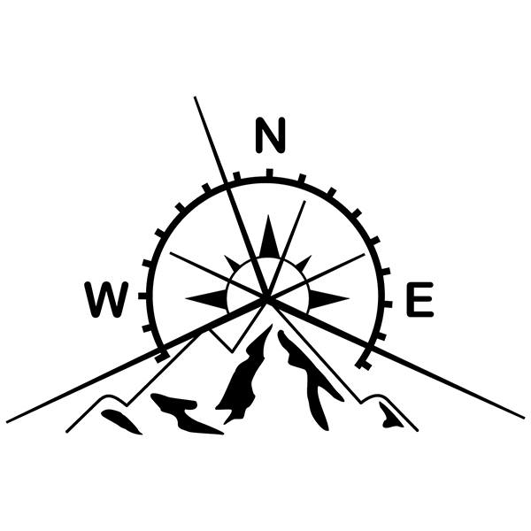 Aufkleber: Berge und Windrose