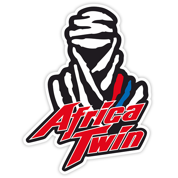 Aufkleber: Motorradfahrer mit Schal und Text Africa Twin