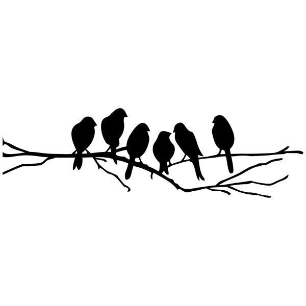 Wandtattoos: 6 Vögel auf einem Zweig