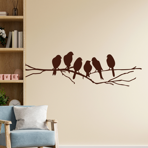 Wandtattoos: 6 Vögel auf einem Zweig