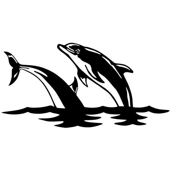 Wandtattoos: Paare der Delphine springen in das Meer