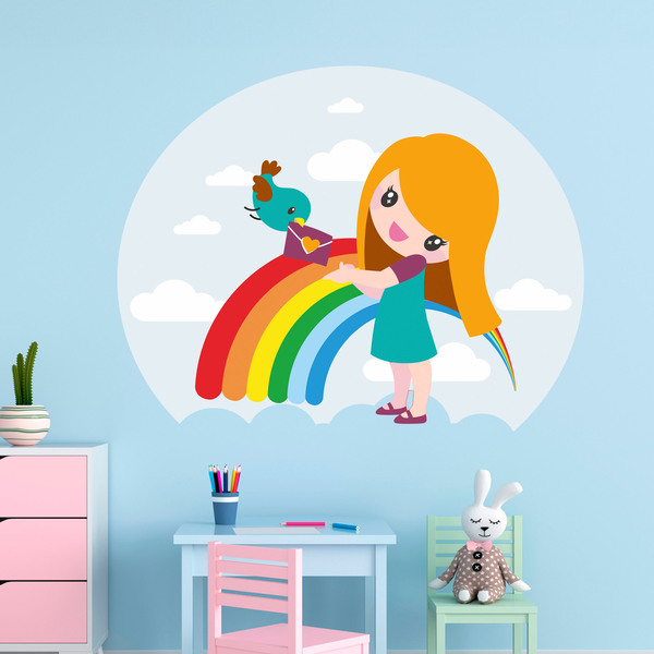 Kinderzimmer Wandtattoo: Regenbogen-Mädchen